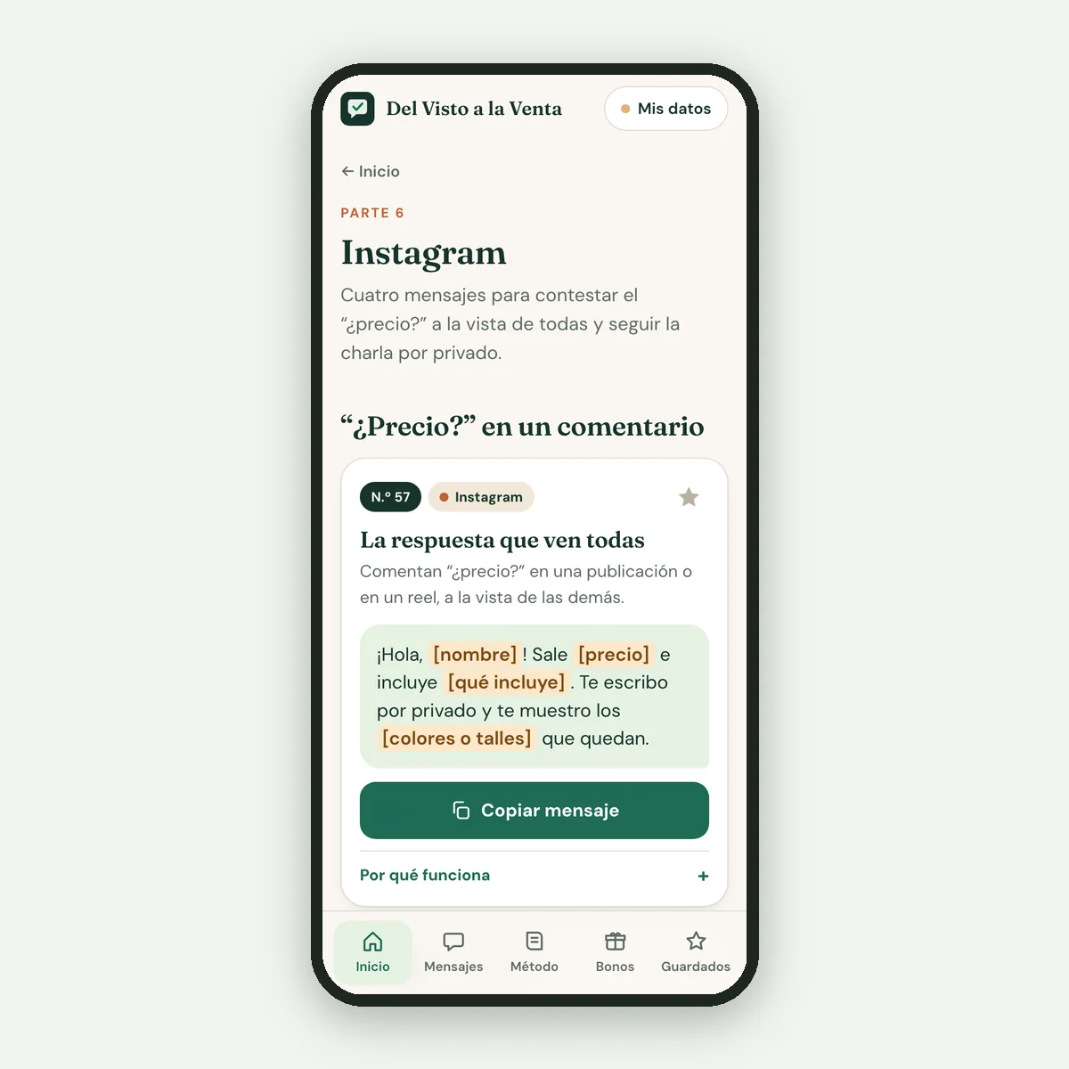 IMAGEN: categoría 8 de 9 del catálogo — la pantalla de Instagram de la app