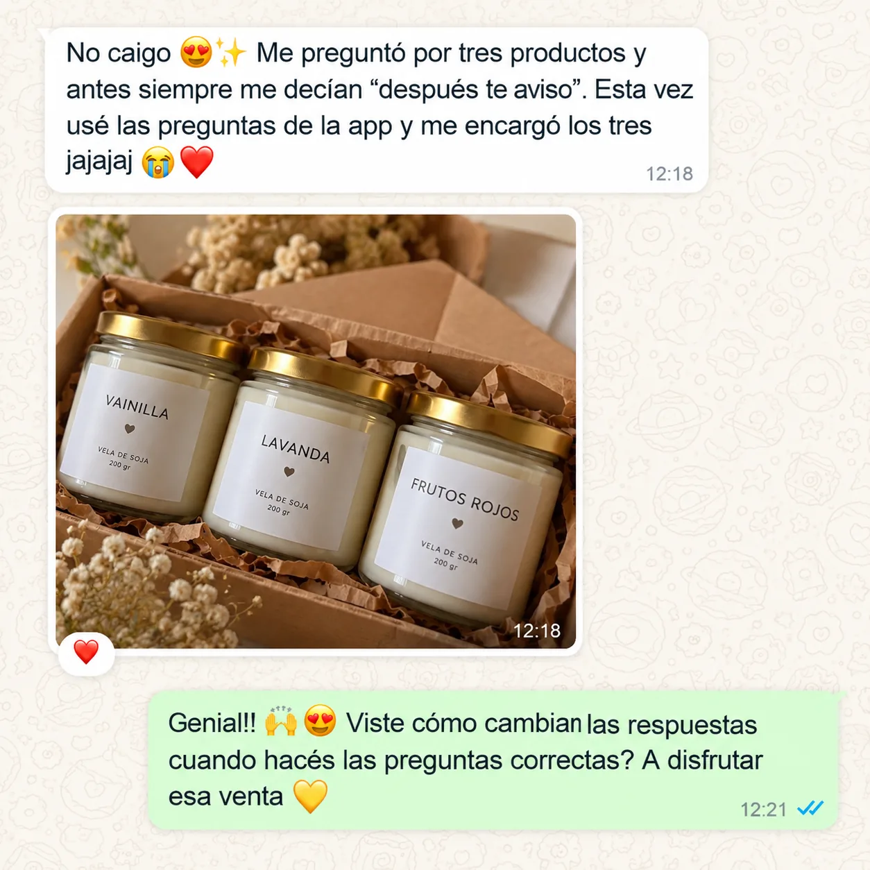 TESTIMONIO: captura real de WhatsApp 4 de 8 — cada una mata una objeción distinta